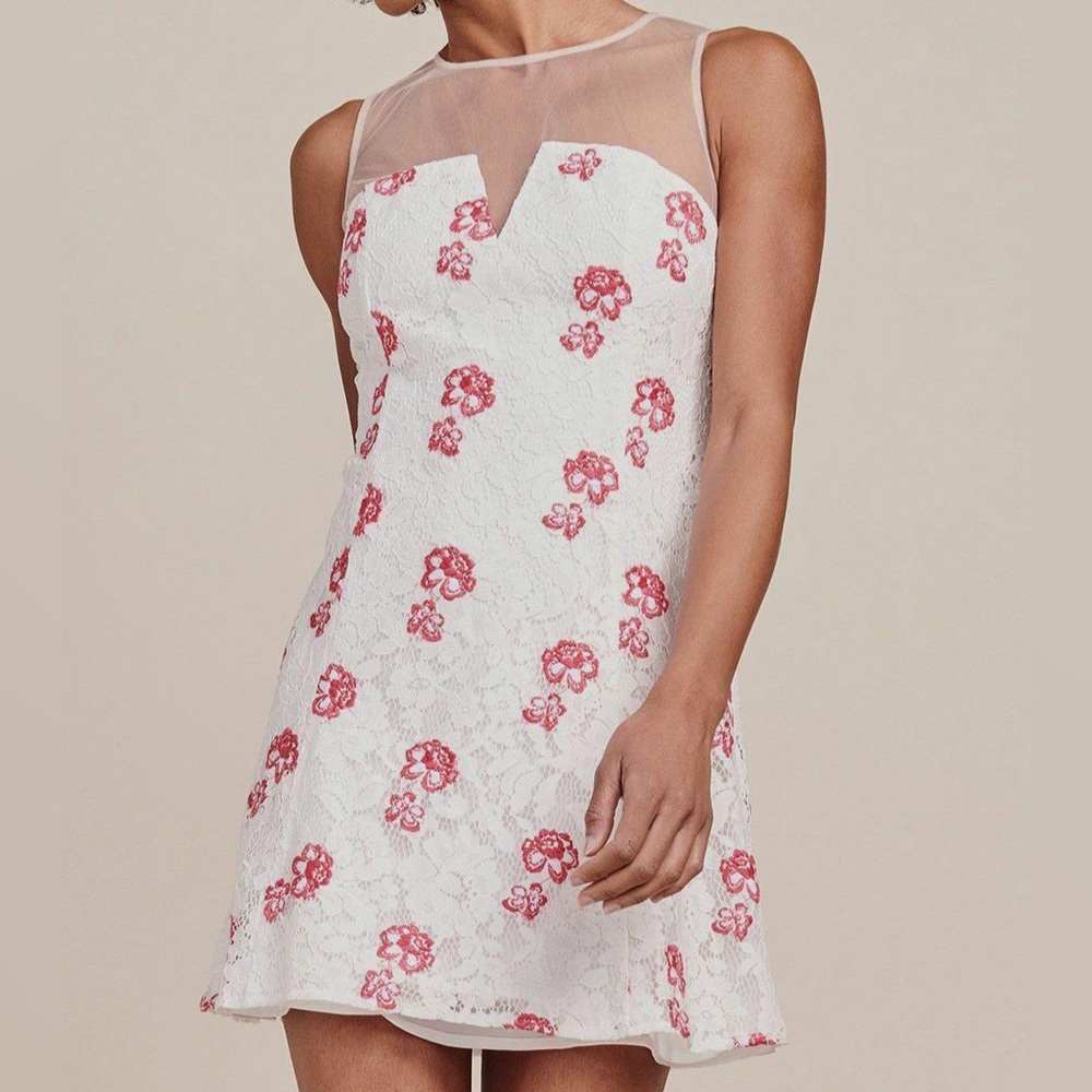 BB DAKOTA RSVP Mesh Floral Mini Lace Dress